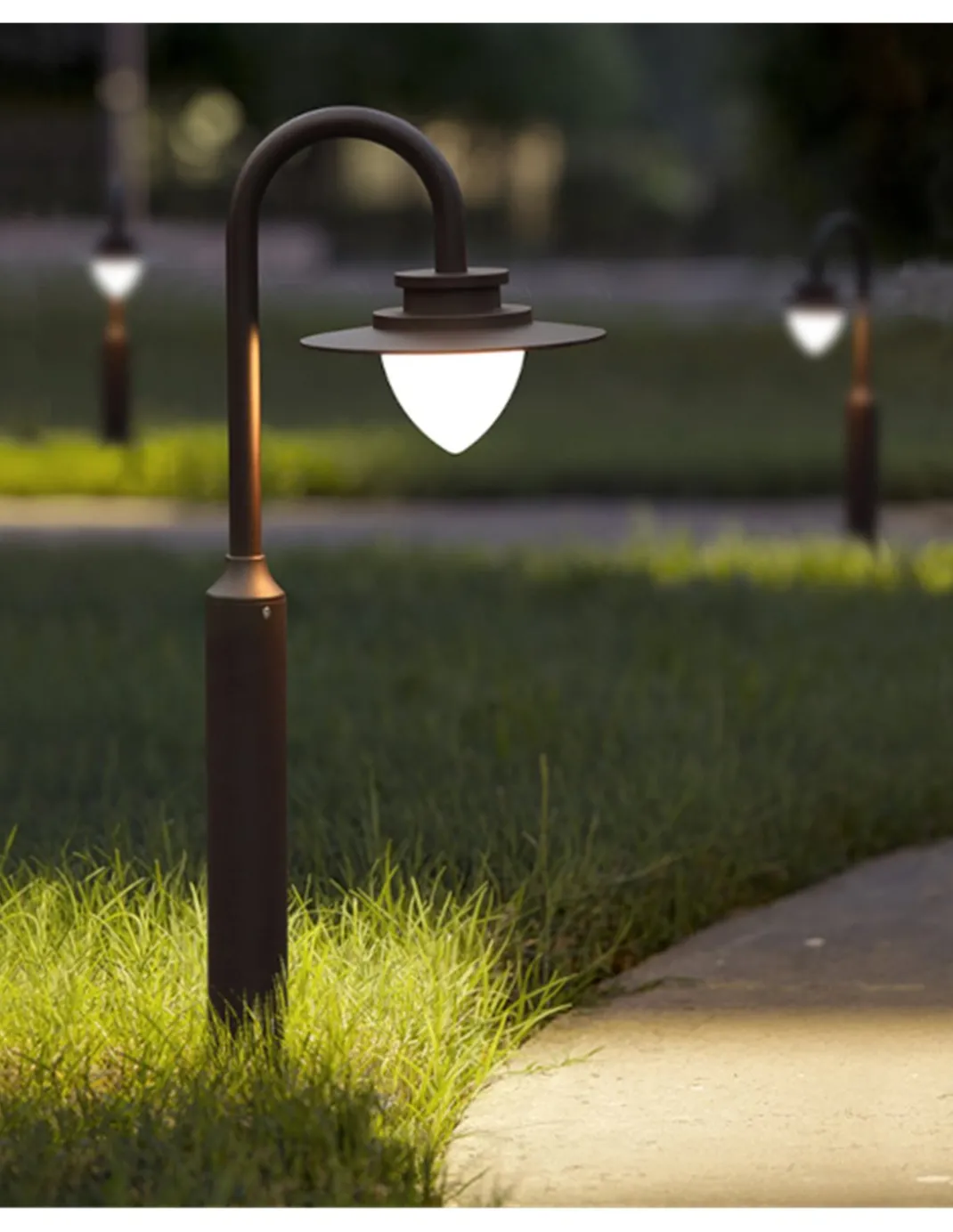 Baliza de exterior Calais - Iberlamp - Lámpara marrón LED