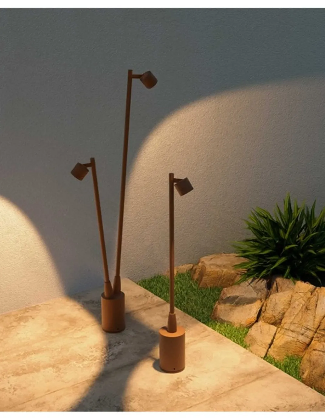 Baliza de exterior Fint - FORLIGHT - Lámpara con dos luces orientables, 70 cm