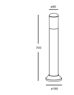 Baliza de exterior Indoo – FORLIGHT – Lámpara negra, E27 IP44, Altura: 70 cm, Apta para ambientes salinos