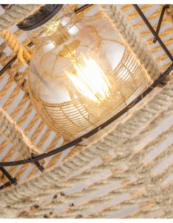Colgante de techo Aifos - AJP - Lámpara boho chic con pantalla de cuerda