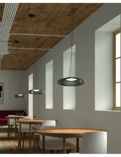 Colgante de techo empotrable Plat – LedsC4 – Lámpara de cristal en verde, fumé o ambar Regulable LED 2700-3000-4000K