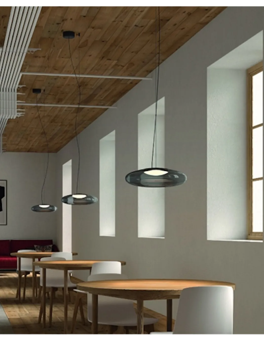Colgante de techo empotrable Plat – LedsC4 – Lámpara de cristal en verde, fumé o ambar Regulable LED 2700-3000-4000K