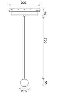 Colgante de techo para carril 48V Magneto – Mantra – Diseño minimalista tipo bola