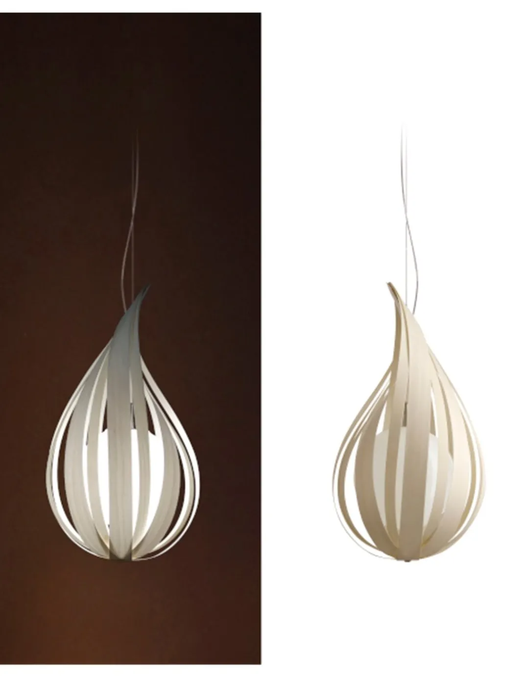 Colgante de techo Raindrop - LZF - Lámpara artesanal de madera, diseño natural