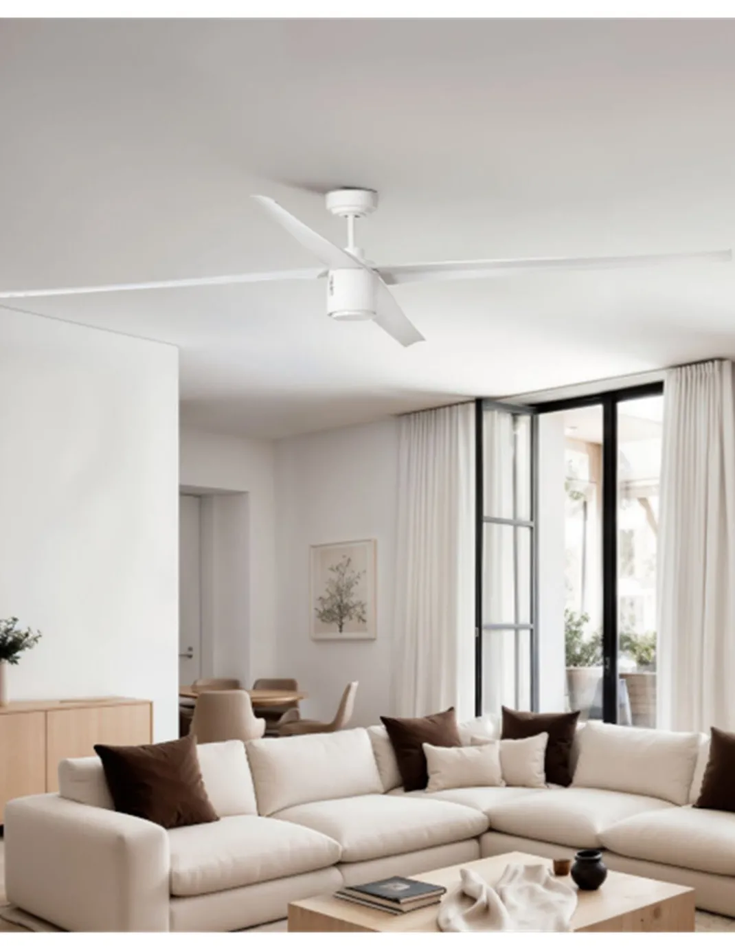des-Ventilador de techo con luz Attos - Faro - Ventilador XXL blanco, para estancias grandes