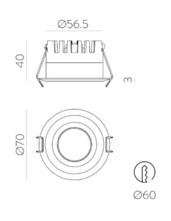 Downlight de techo Short - ACB - Foco empotrable LED moderno