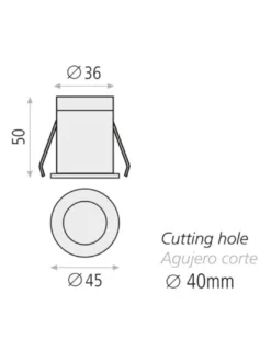 Downlight Dot - ACB - Foco empotrable LED de techo, Ø 4.5 cm