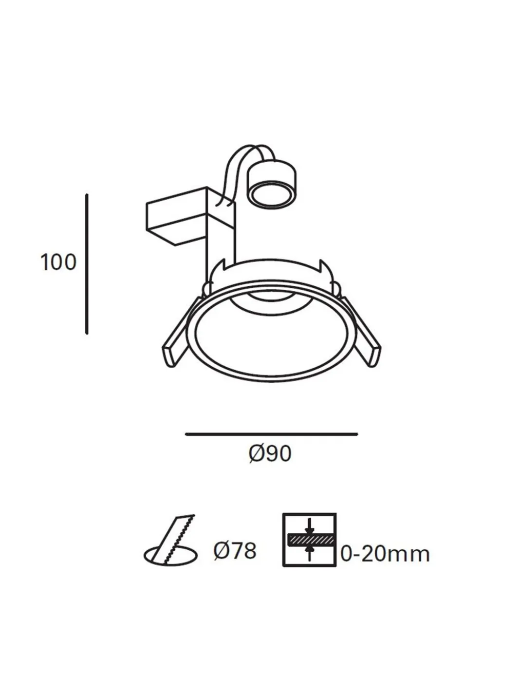 Downlight empotrable Ter – FORLIGHT - Foco de techo de exterior en blanco o negro, Diámetro: 9 cm