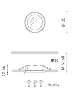 Downlight Stram Mini - Arkoslight - Empotrable de techo blanco LED, Ø 13.5 cm
