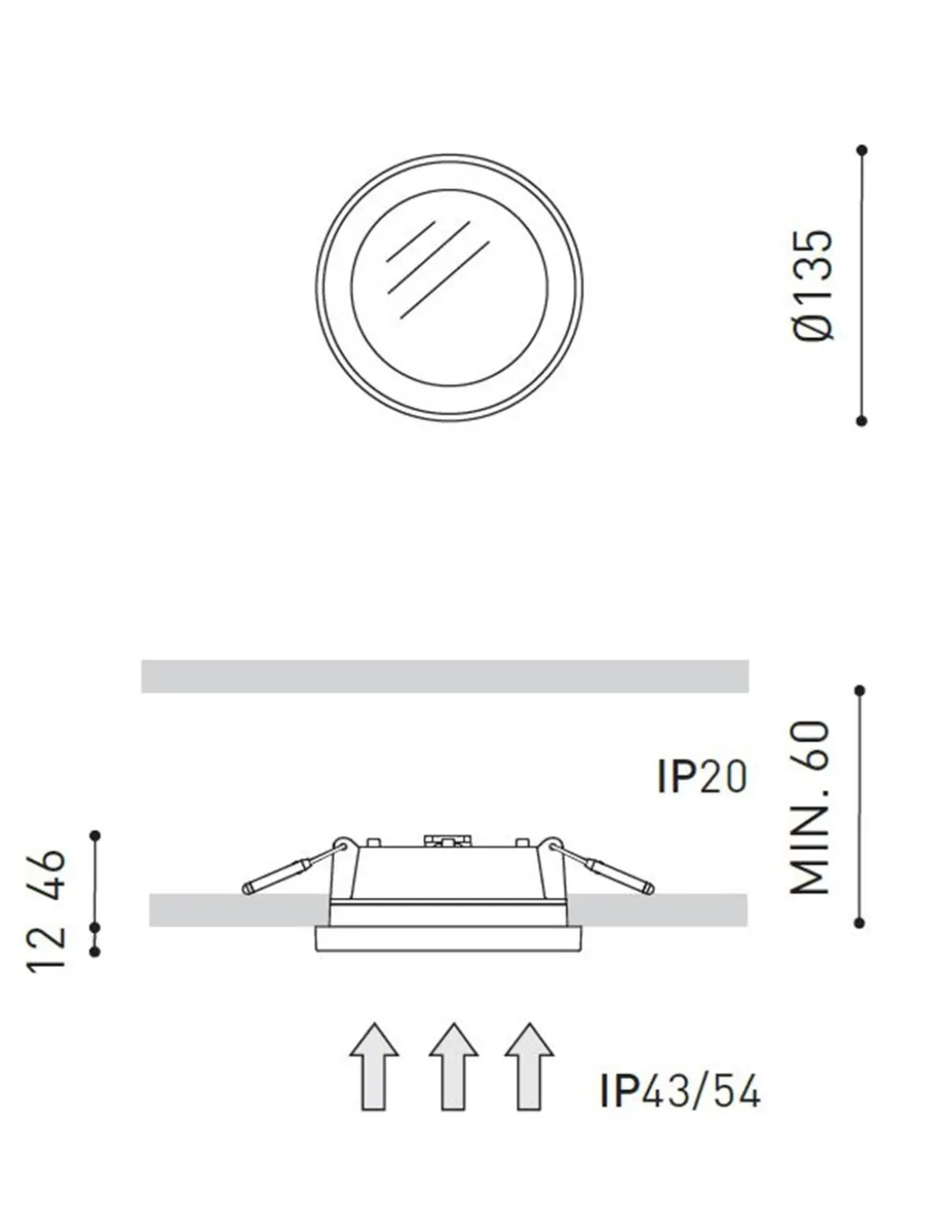 Downlight Stram Mini - Arkoslight - Empotrable de techo blanco LED, Ø 13.5 cm