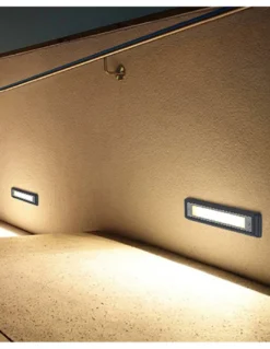 Empotrable de pared Malta - Iberlamp - Foco rectangular de exterior para iluminar escaleras o pasillos