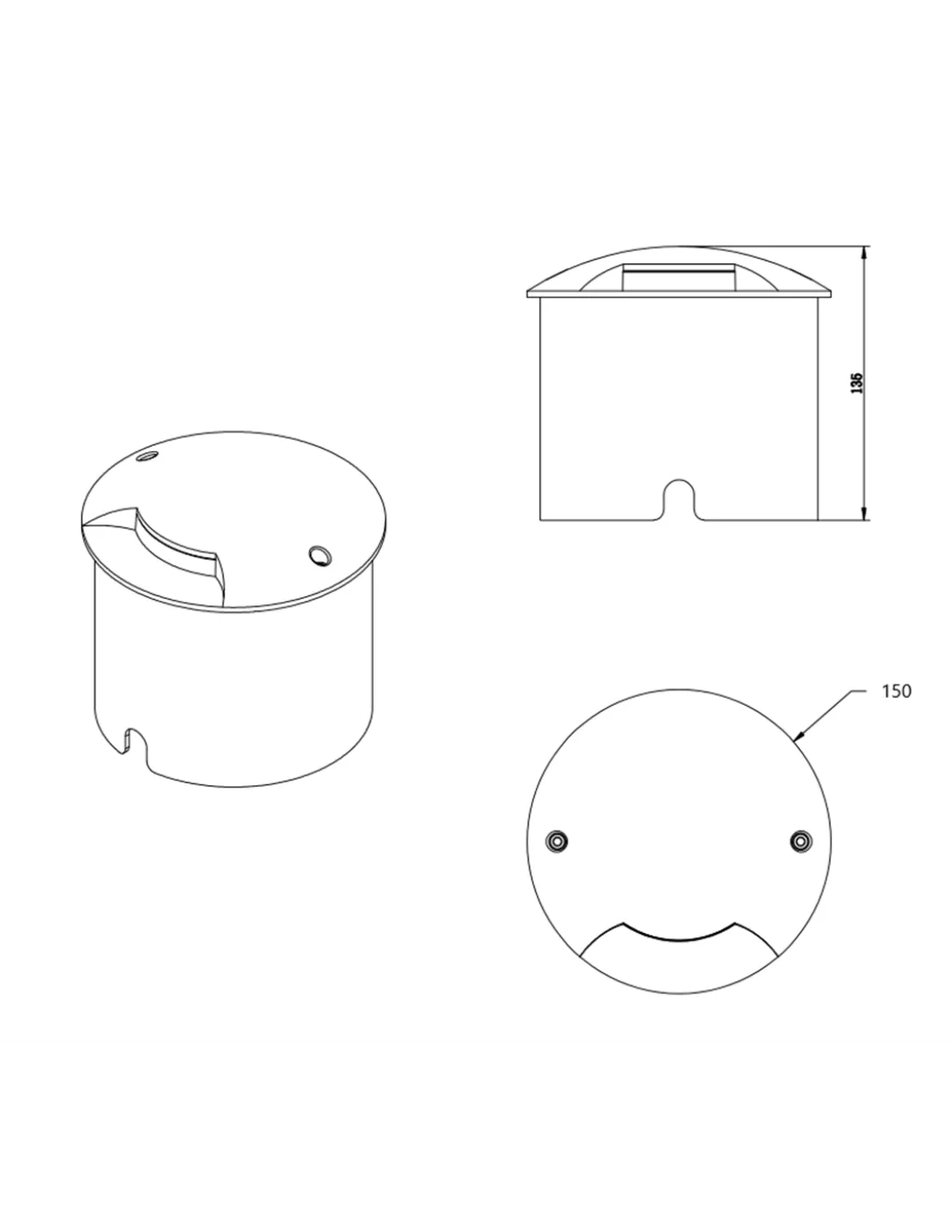 Empotrable de suelo Mijas - Iberlamp - Diseño redondo de aluminio antracita, Ø 16 cm