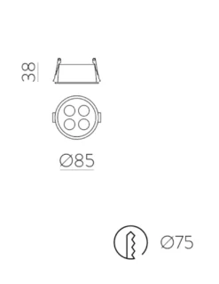 Empotrable de techo Invisible - ACB - Foco LED empotrado circular Ø 8.5 cm