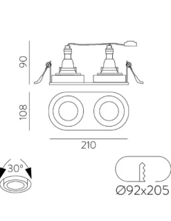 Empotrable de techo Musca - ACB - Foco 2 luces LED, color blanco