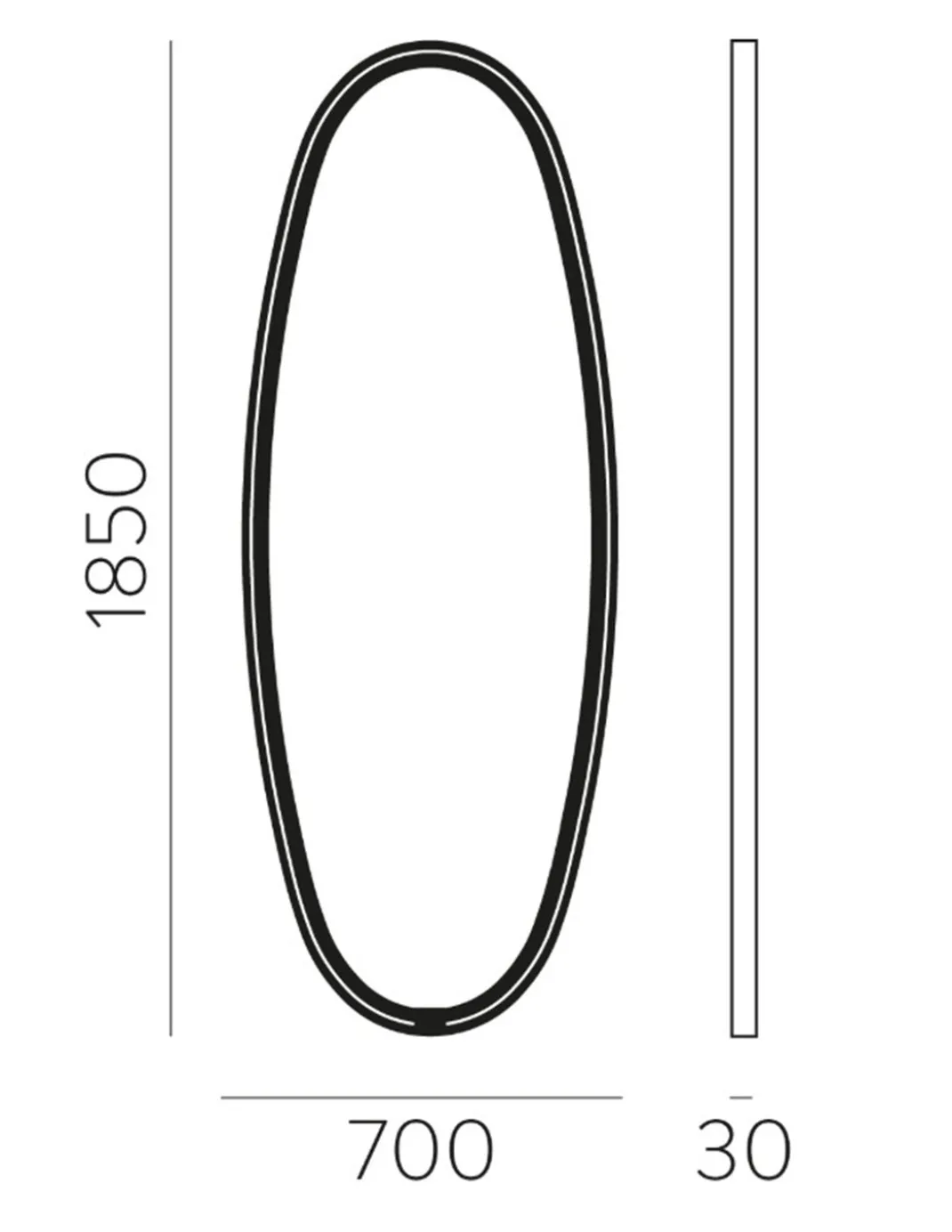 Espejo iluminado para baño Onix - ACB - Espejo táctil de forma ovalada