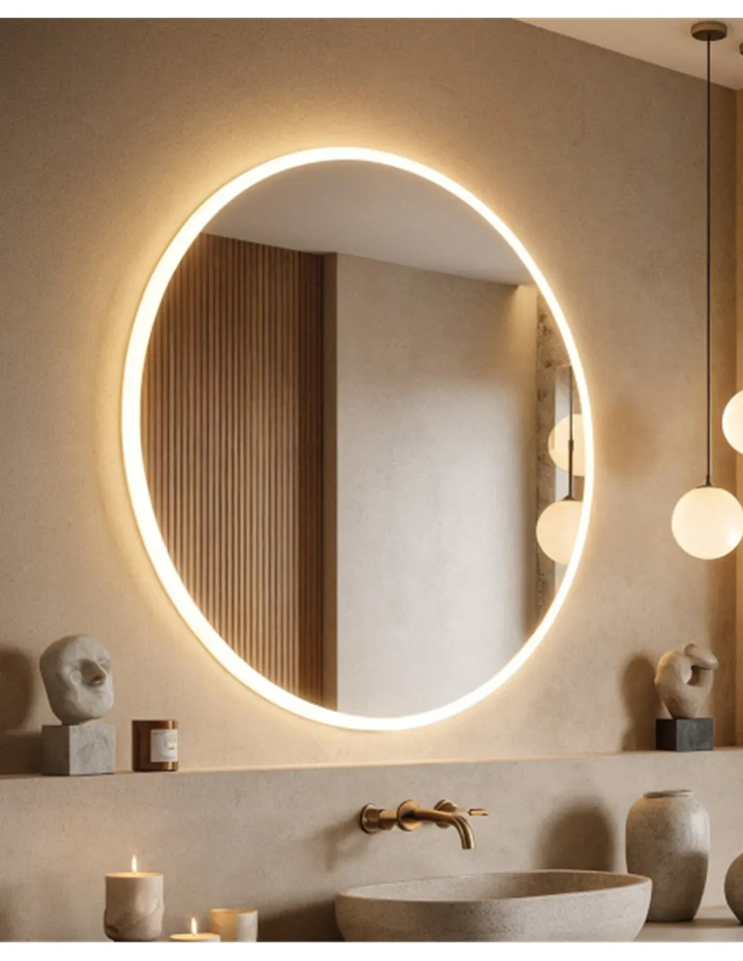 Espejo iluminado Petra - ACB - Espejo redondo para baño (IP44)