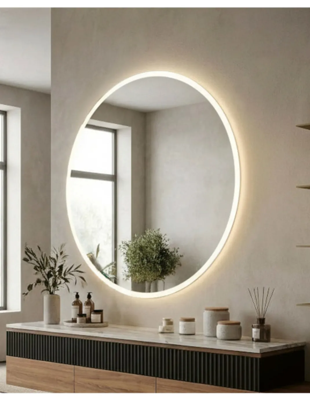Espejo iluminado Petra - ACB - Espejo redondo para baño (IP44)
