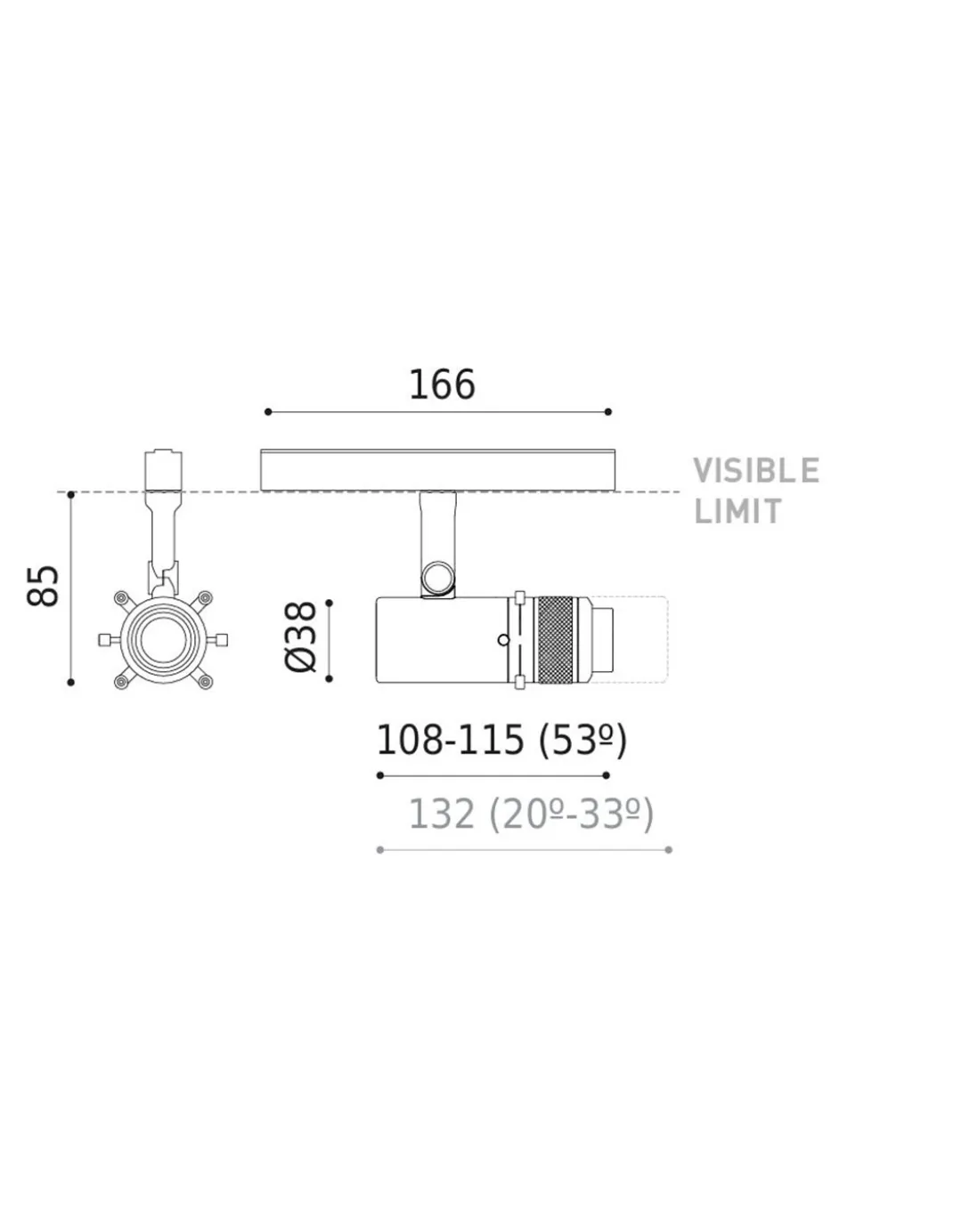 Foco de carril Coco Shaper 48V Short - Arkoslight - Lámpara orientable LED