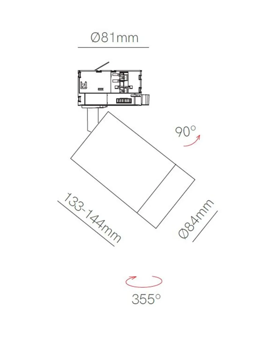 Foco de carril trifásico Crown – Beneito & Faure – Lámpara orientable en blanco o negro