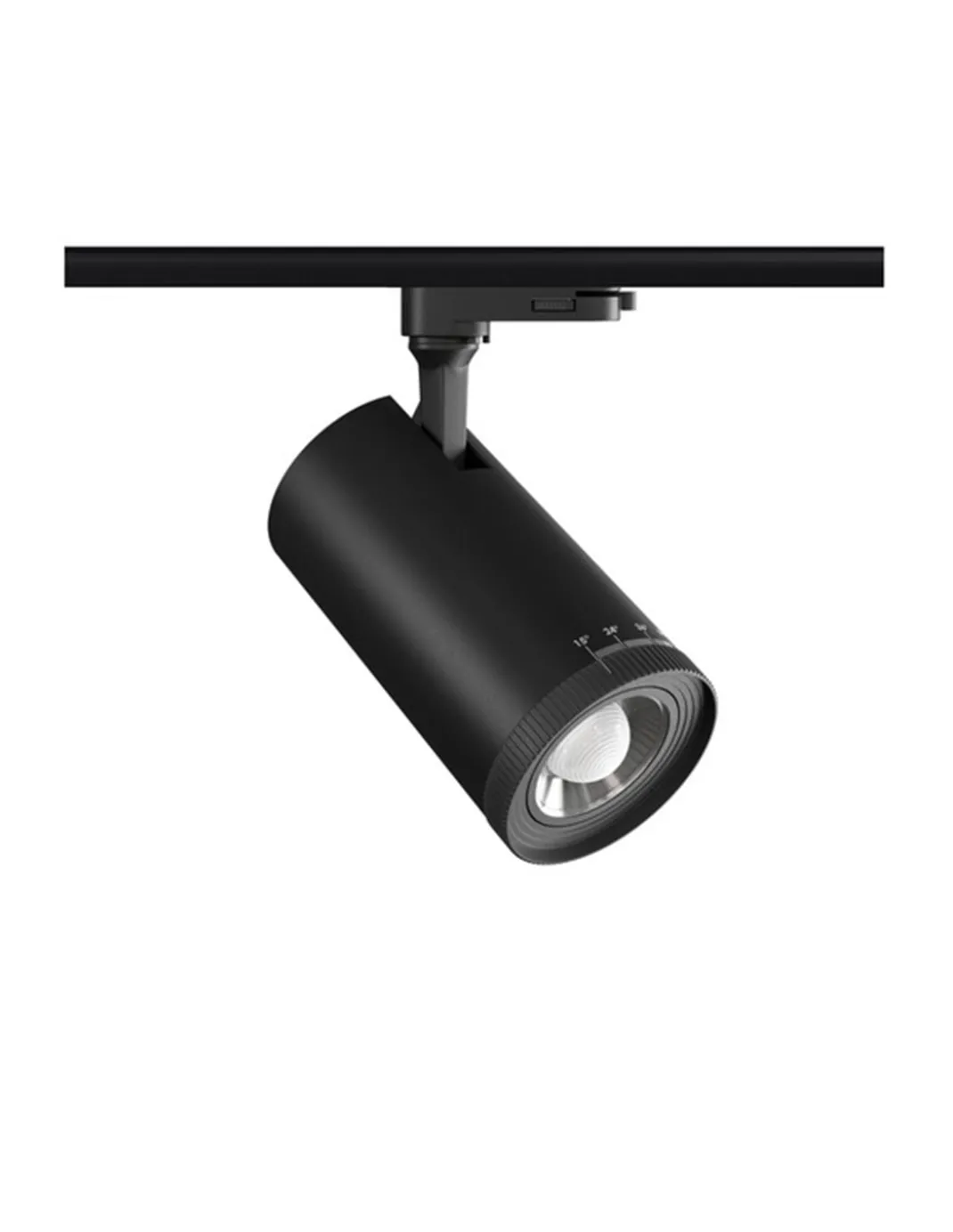 Foco de carril trifásico Zoom – Beneito & Faure – Ajustable 15º-55º, Temperatura color regulable: 2700K/3200K/4000K