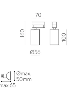 Foco de Carril Zoom - ACB - LED orientable para techo en negro y blanco