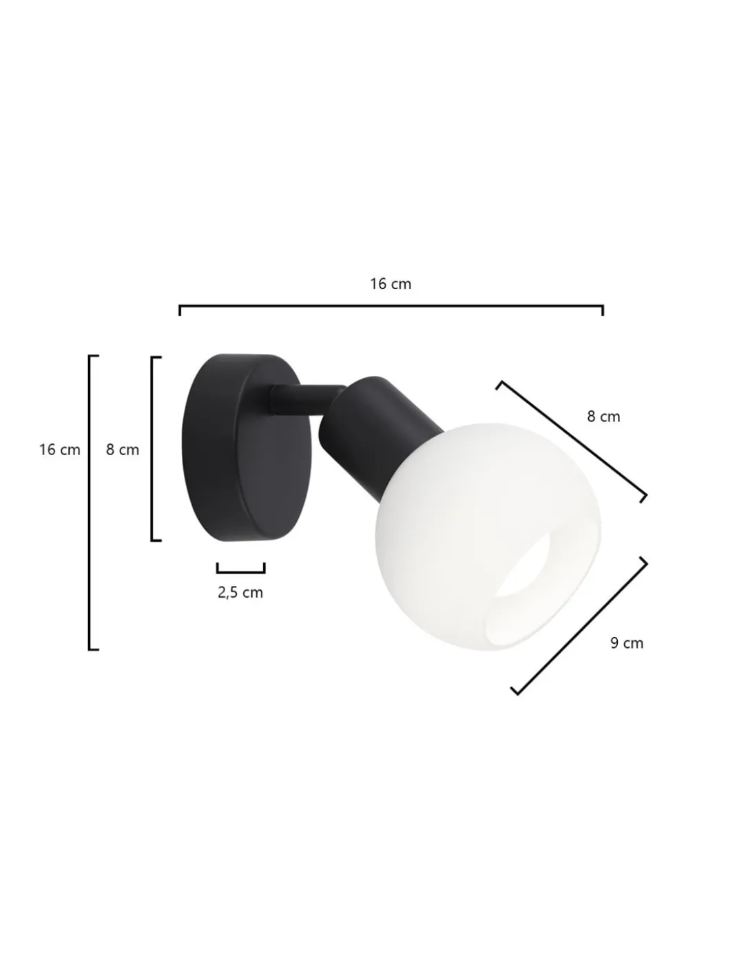 Foco de pared Opal – AJP – Lámpara orientable con pantalla de cristal