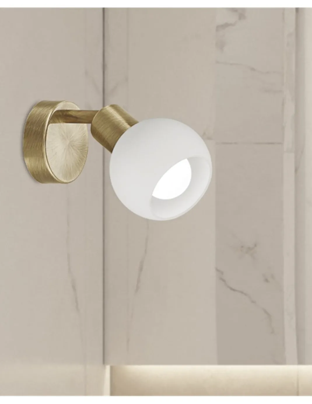 Foco de pared Opal – AJP – Lámpara orientable con pantalla de cristal
