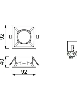 Foco de techo cuadrado Comfort – Mantra – Empotrable de techo downlight GU10, 9.2 cm