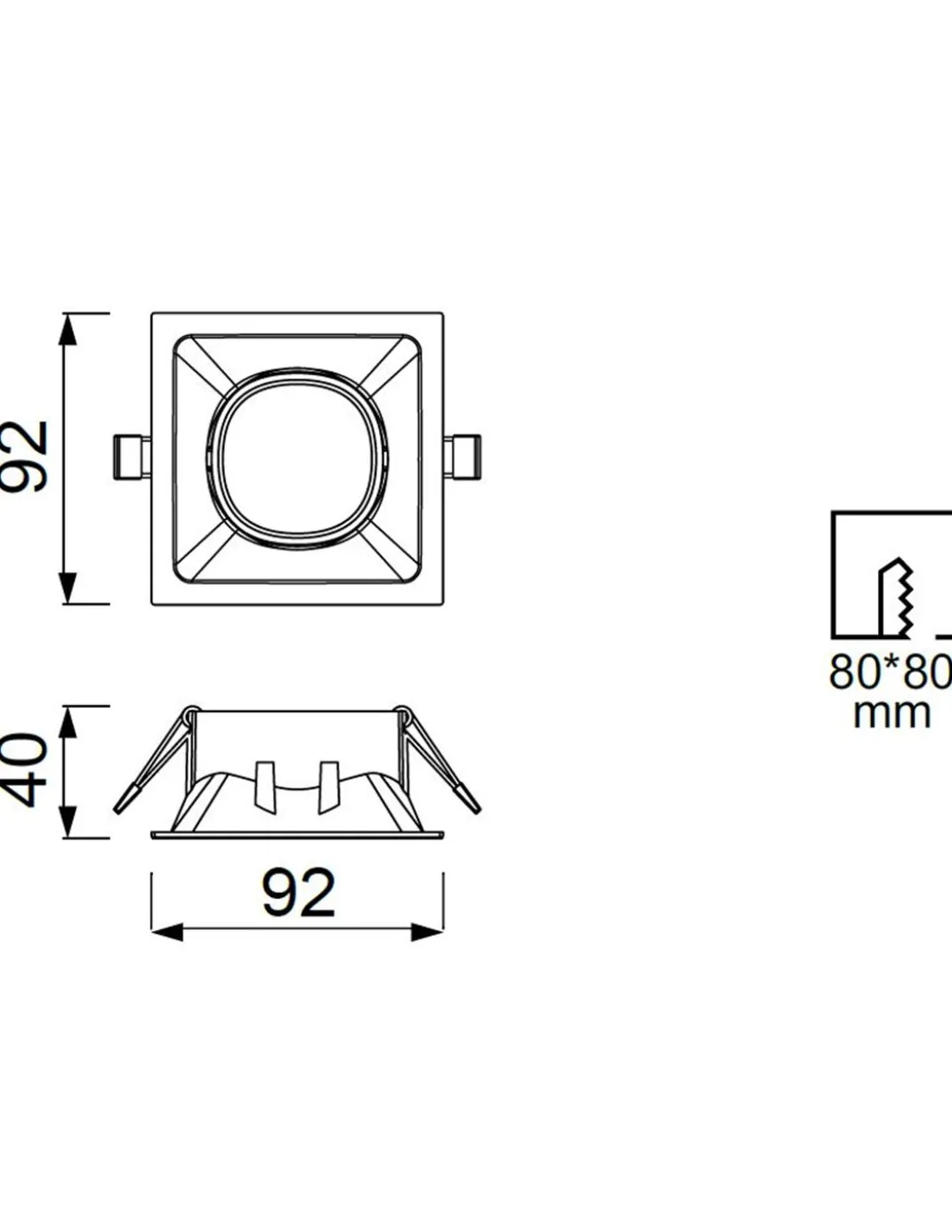 Foco de techo cuadrado Comfort – Mantra – Empotrable de techo downlight GU10, 9.2 cm