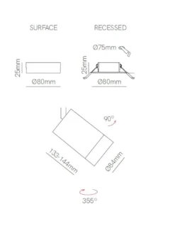 Foco de techo de superficie/empotrable Crown - Beneito & Faure - Lámpara de techo orientable