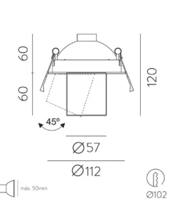 Foco de techo empotrable Gina - ACB - Lámpara orientable, GU10