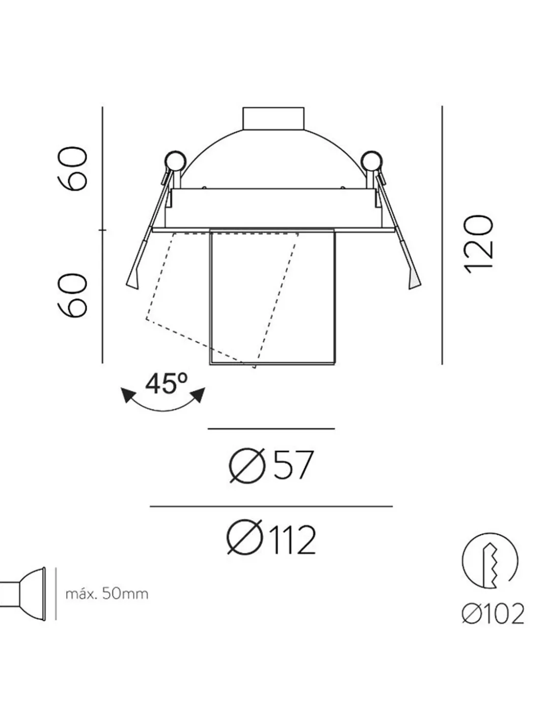 Foco de techo empotrable Gina - ACB - Lámpara orientable, GU10