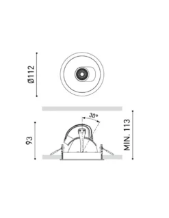 Foco de techo empotrable Pointer - Arkoslight - Downlight redondo orientable LED, Ø 11.2 cm