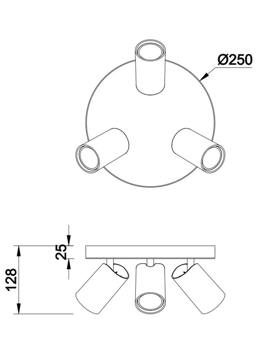 Foco de techo empotrable Sal - Mantra - Plafón de 3 focos orientables Ø 25 cm