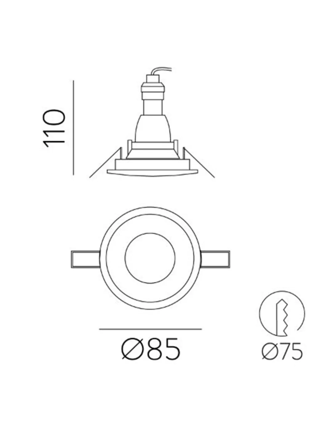 Foco de techo Nork - ACB - Downlight Empotrable Blanco 8.5 cm