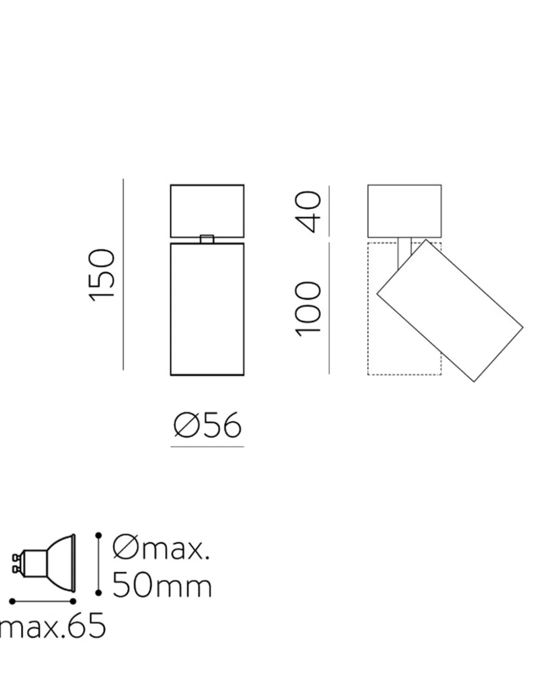 Foco de Techo Zoom - ACB - Foco de luz orientable 350º