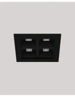 Foco empotrable Dark - Onok - Diseño negro cuadrado, 4 luces LED