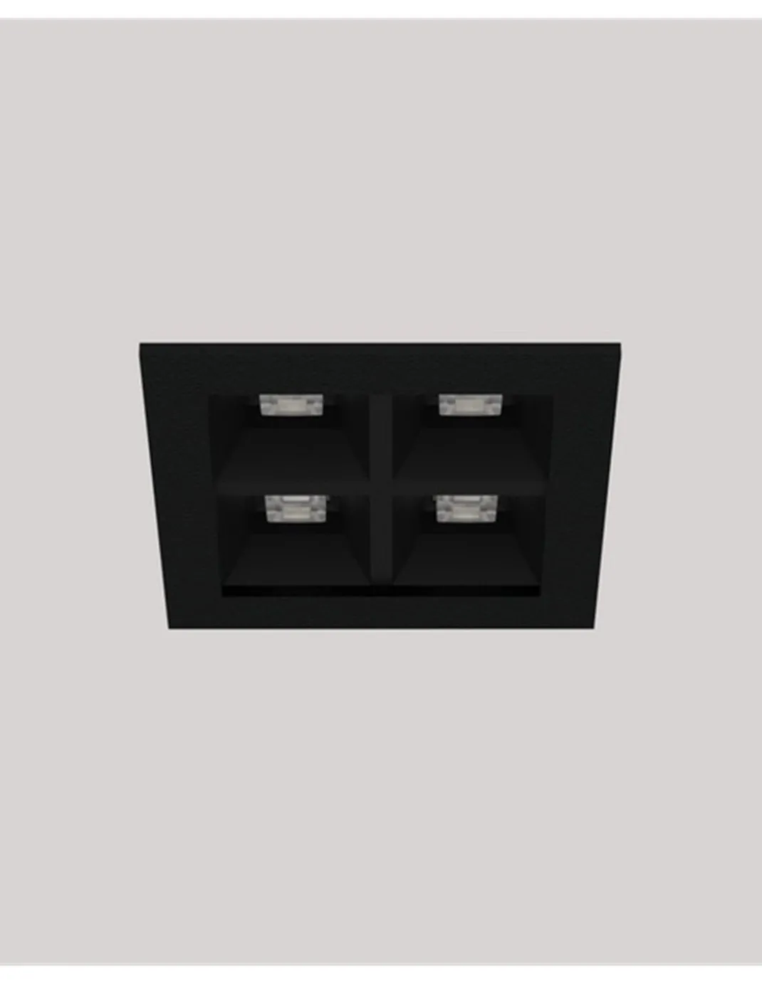 Foco empotrable Dark - Onok - Diseño negro cuadrado, 4 luces LED