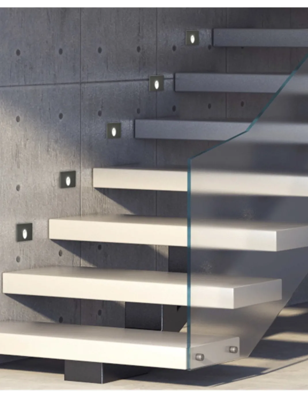 Foco empotrable de exterior Virgo - ACB - Lámpara cuadrada para iluminar escaleras