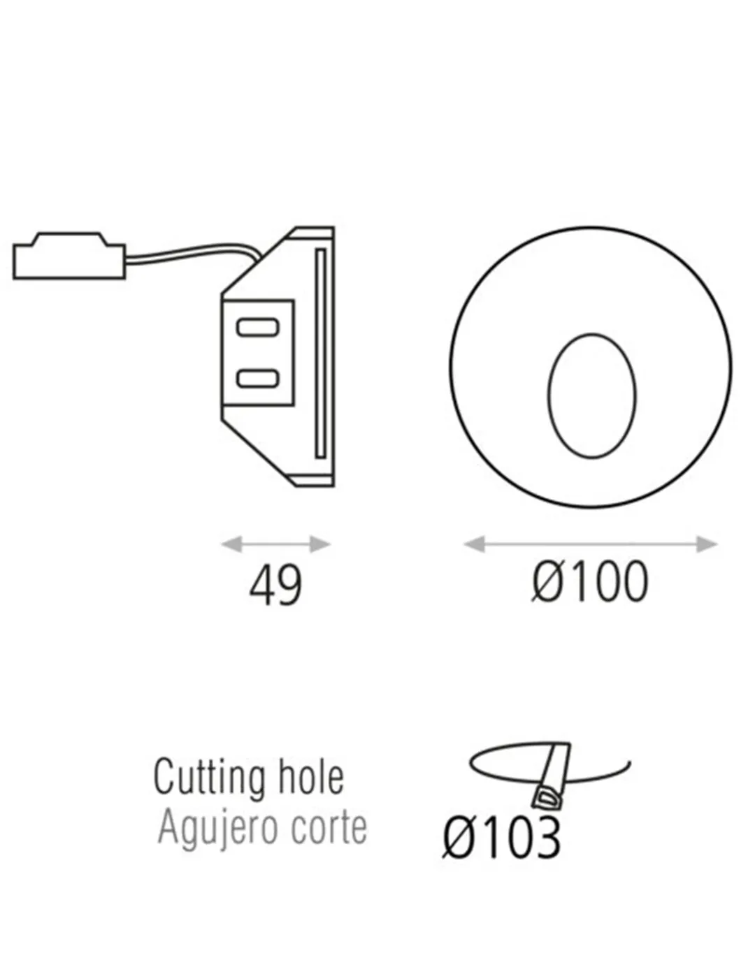 Foco empotrable de pared Thriller - ACB - Foco trimless de yeso para pasillos y escaleras