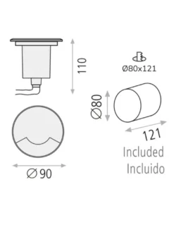 Foco empotrable de suelo Indus - ACB - Lámpara de exterior IP67, Ø 9 cm