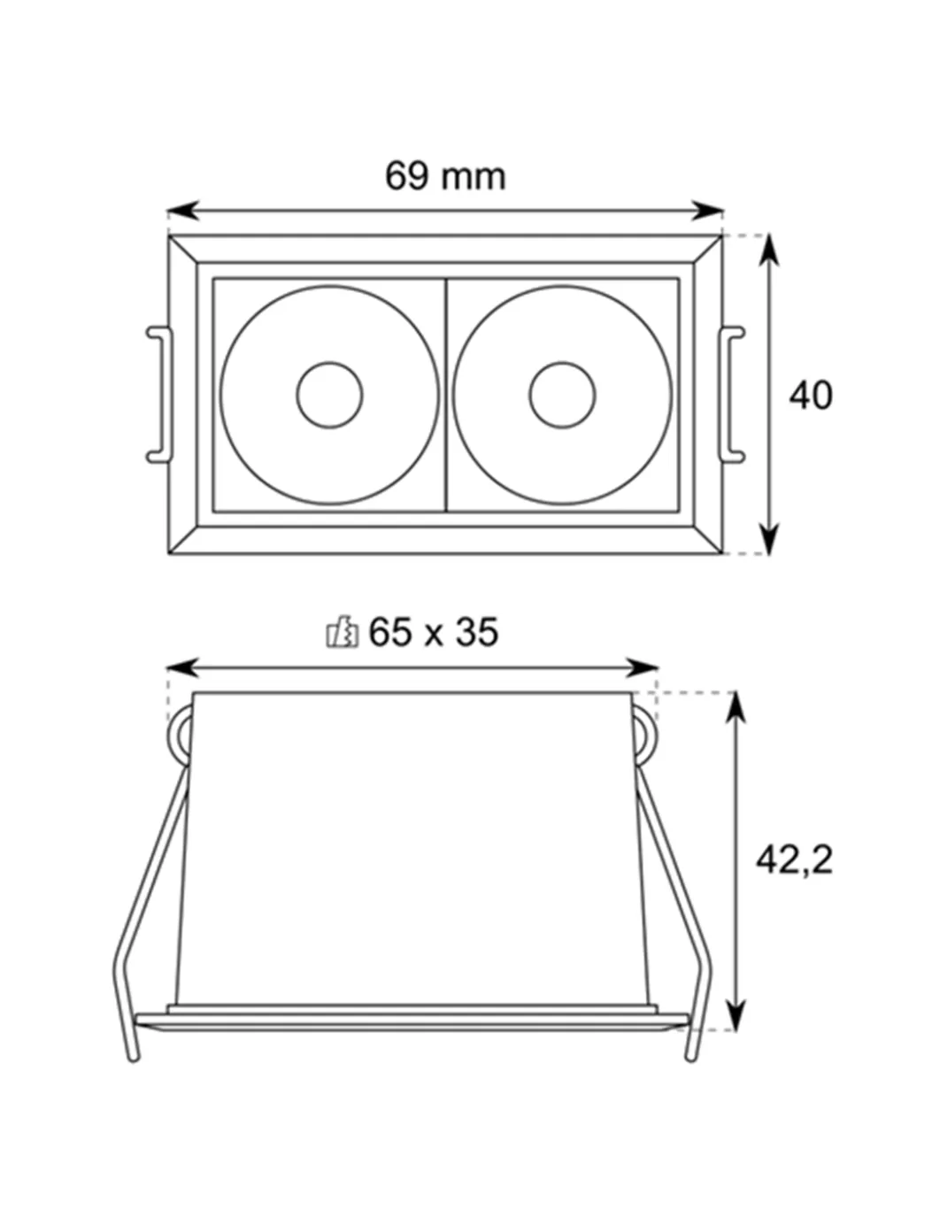 Foco empotrable Dot - Conalux - Lámpara de techo rectangular LED
