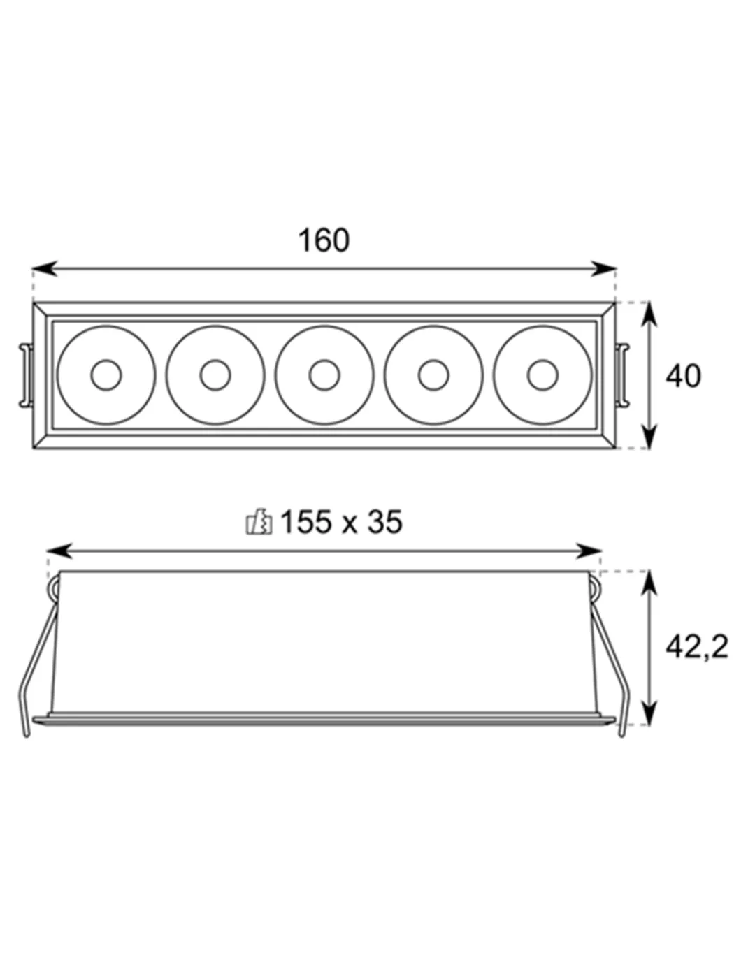 Foco empotrable Dot - Conalux - Lámpara de techo rectangular LED