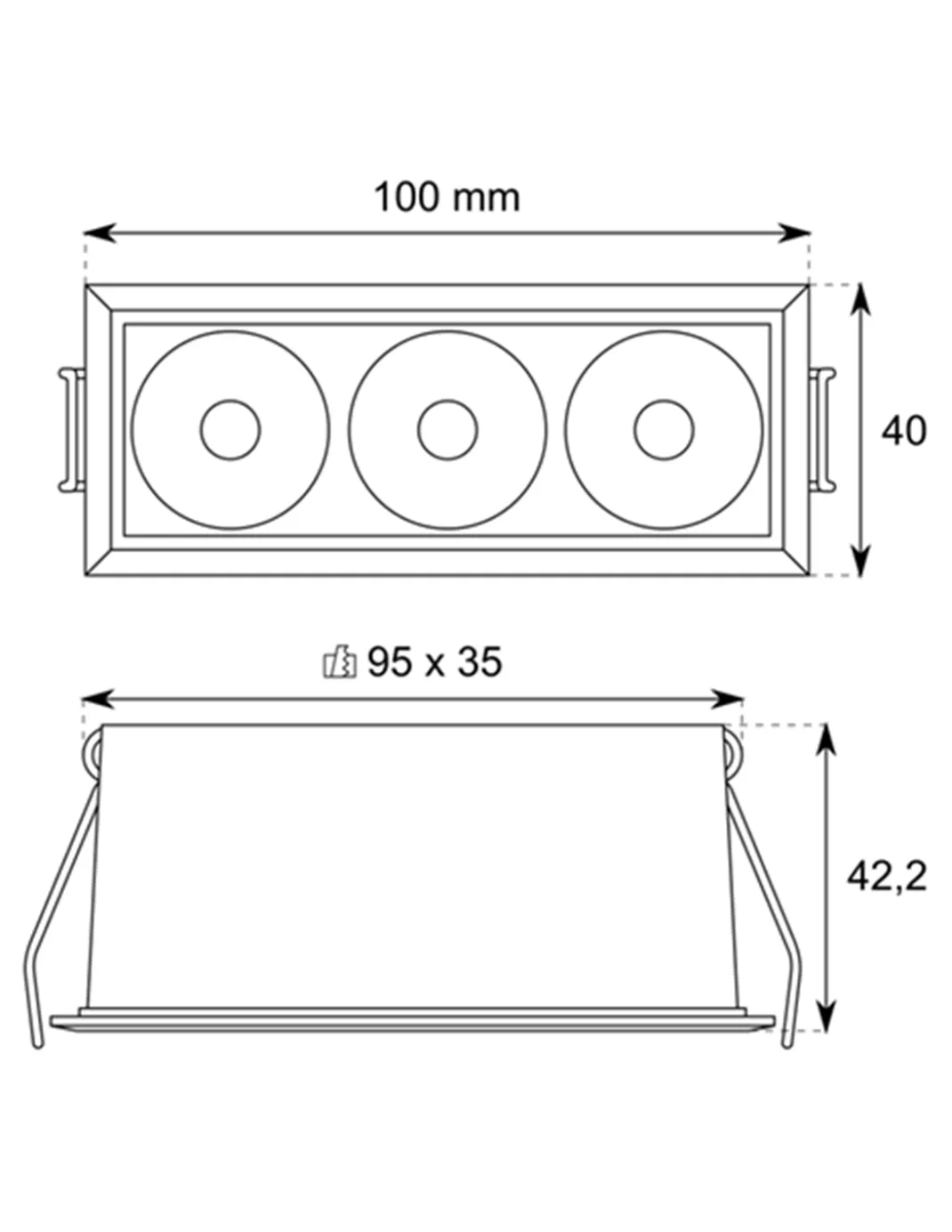 Foco empotrable Dot - Conalux - Lámpara de techo rectangular LED