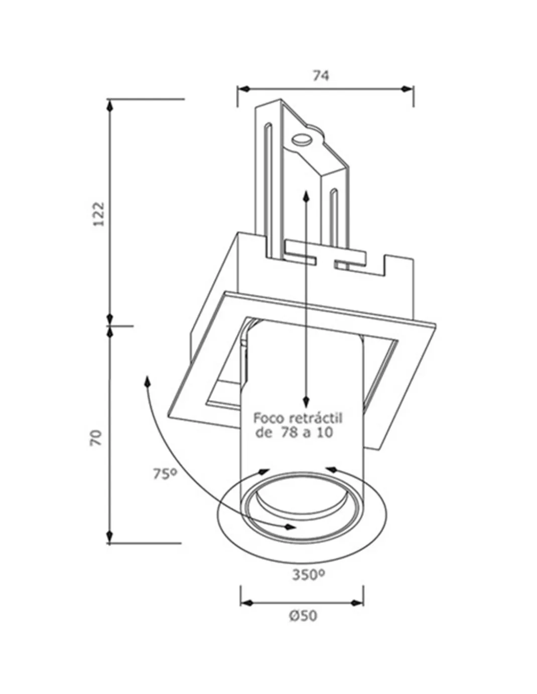 Foco empotrable FE21 - Conalux - Lámpara cuadrada con luz orientable