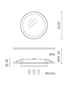 Foco empotrable Stram - Arkoslight - Downlight blanco LED, Ø 22 cm