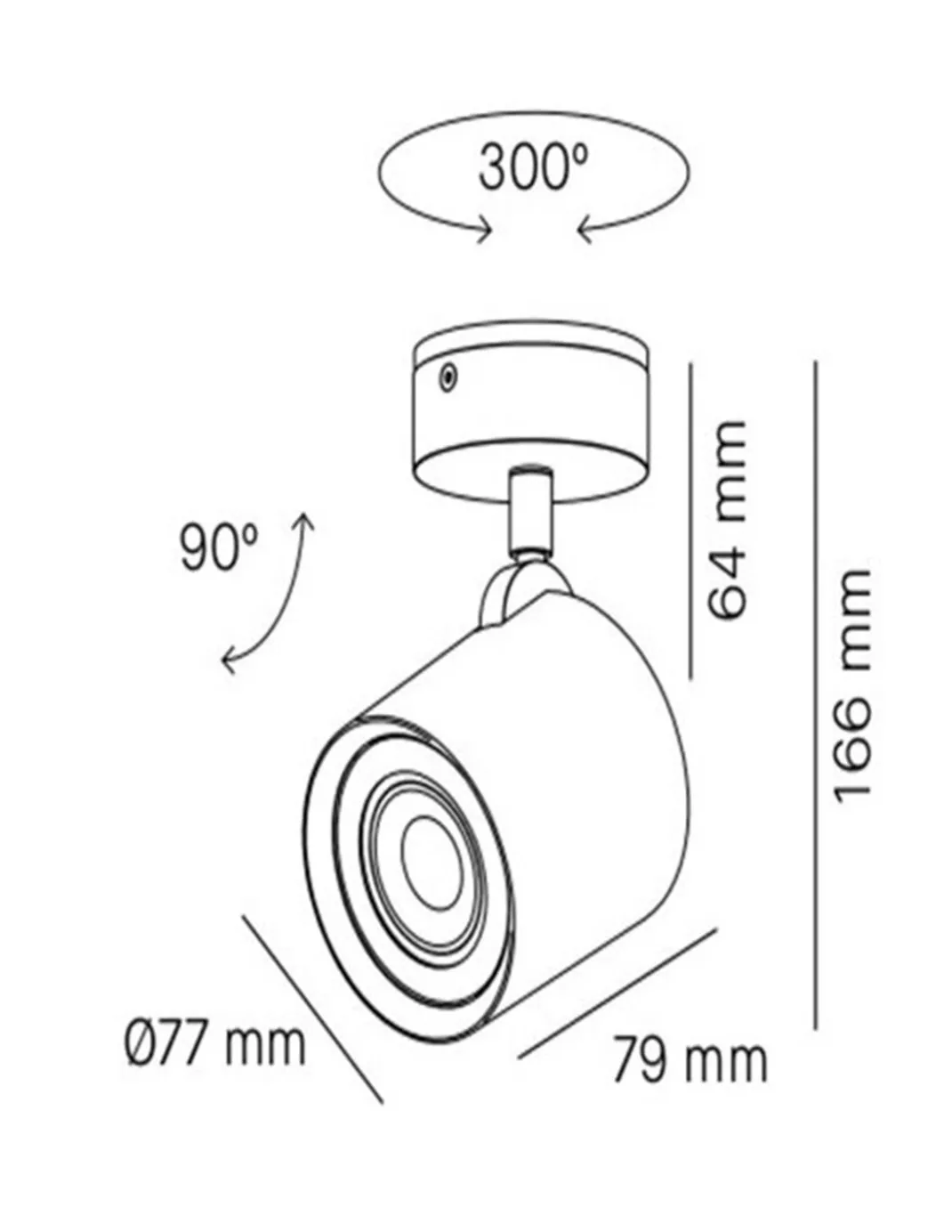 Foco 1 Kronn - Milán - Foco de luz orientable en metal de aluminio