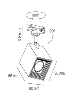 Foco orientable de techo carril trifásico COB LED Dau 80 - Milán
