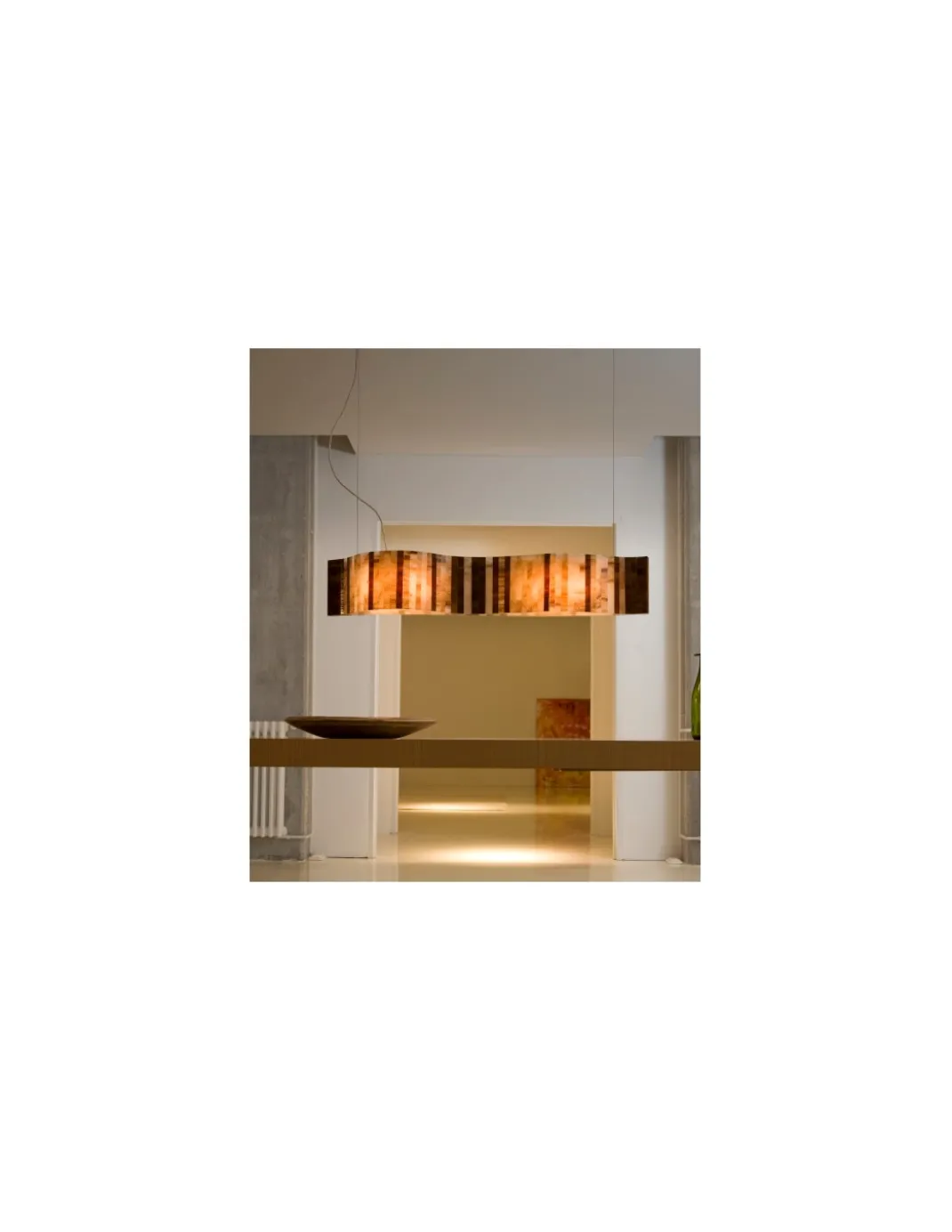 Lampara colgante Vento - a-emotional light - Lámpara de cristal beige, 96 cm