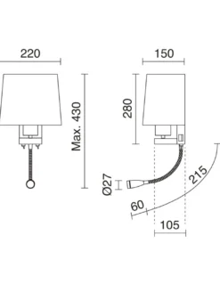 Lámpara aplique de pared con USB - Firenze - Exo - Novolux Lighting